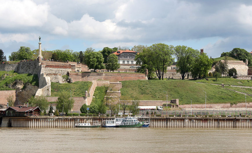 Belgrade Fortress viewed from Ušće Park, on New Belgrade side
