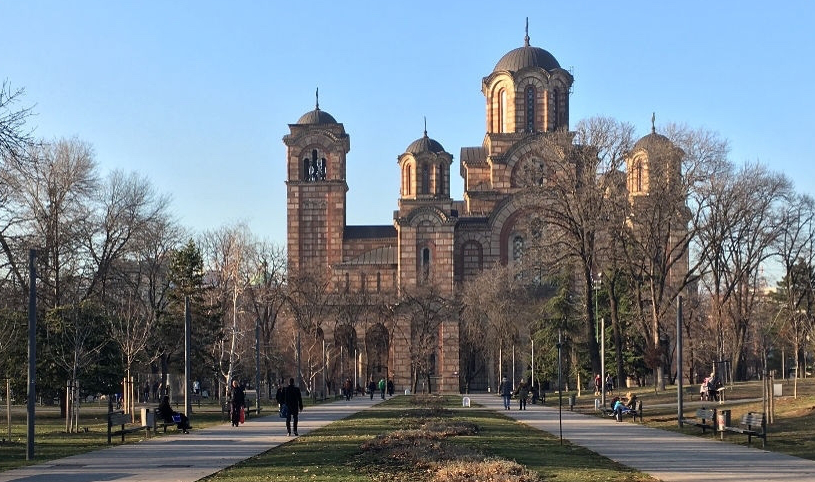 St. Mark's Church viewed from Tašmajdan Park