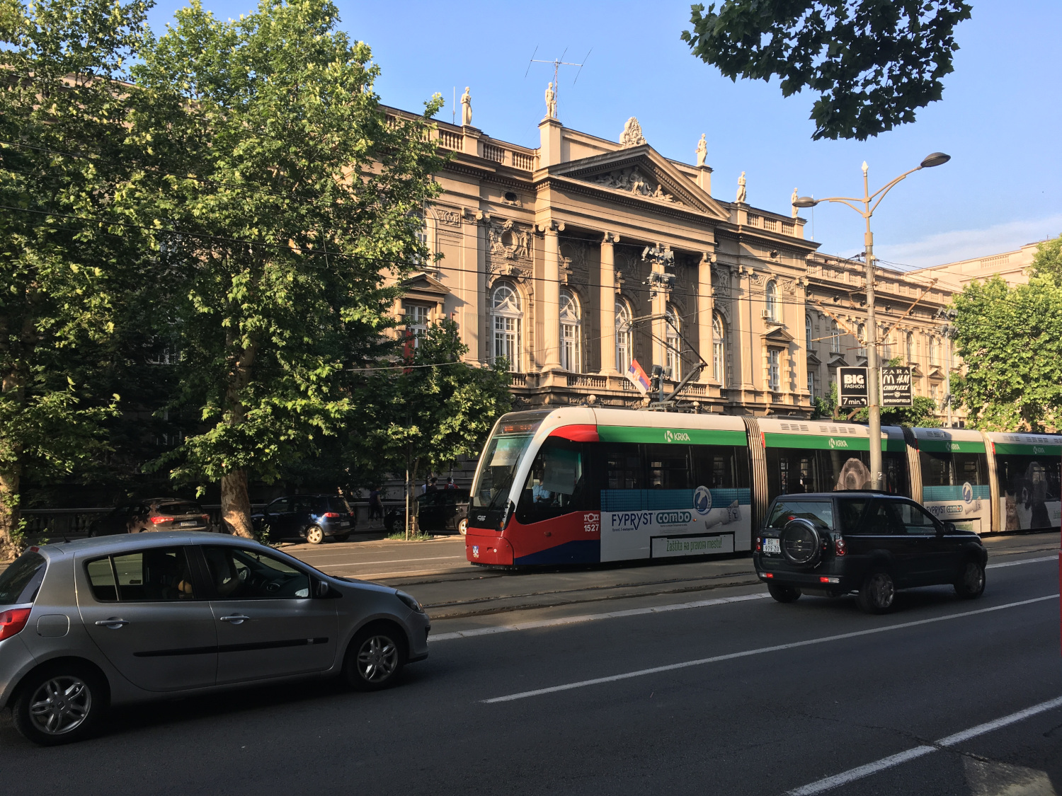 Tram passing by the Faculty of Technical Sciences