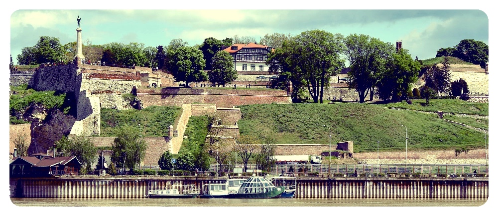 A view on Belgrade Fortress from Ušće Park on New Belgrade side