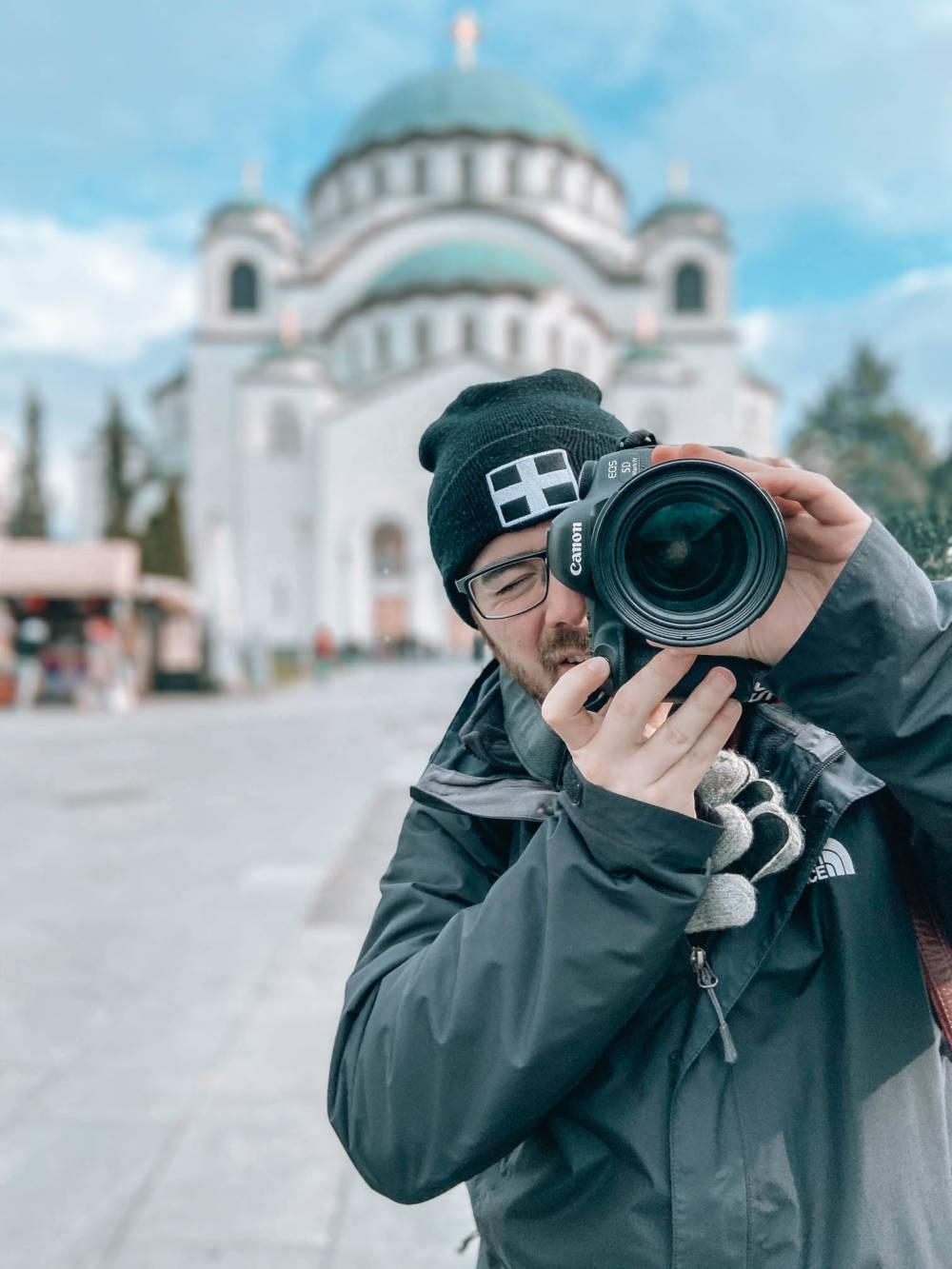Saverio in front of the St. Sava's Church